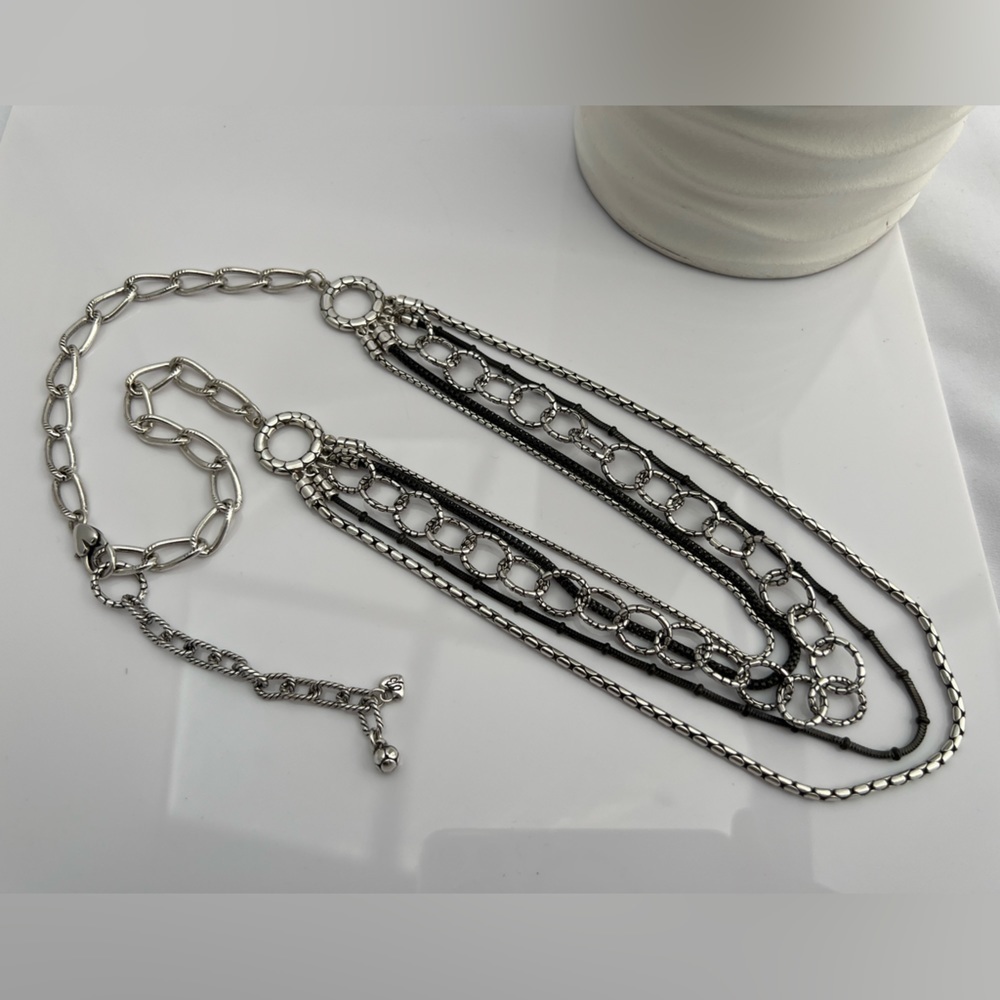 𝅺Brighton Pebble Cascade Layered Multi Strand Silver Necklace - Picture 11 of 12